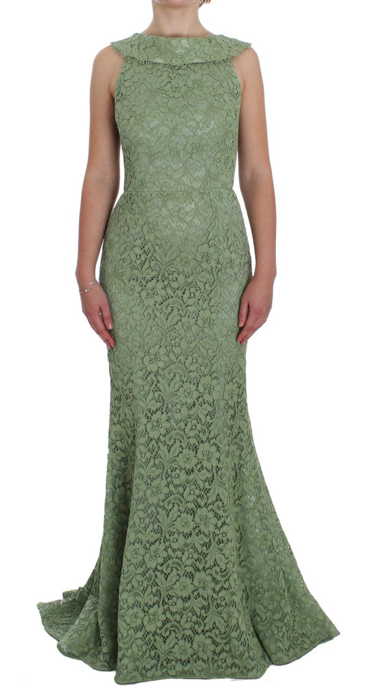 Dolce &amp; Gabbana Elegante maxi abito in pizzo floreale verde