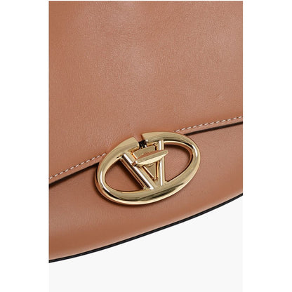 Valentino Leather Shoulder Bag with Logoed Buckle