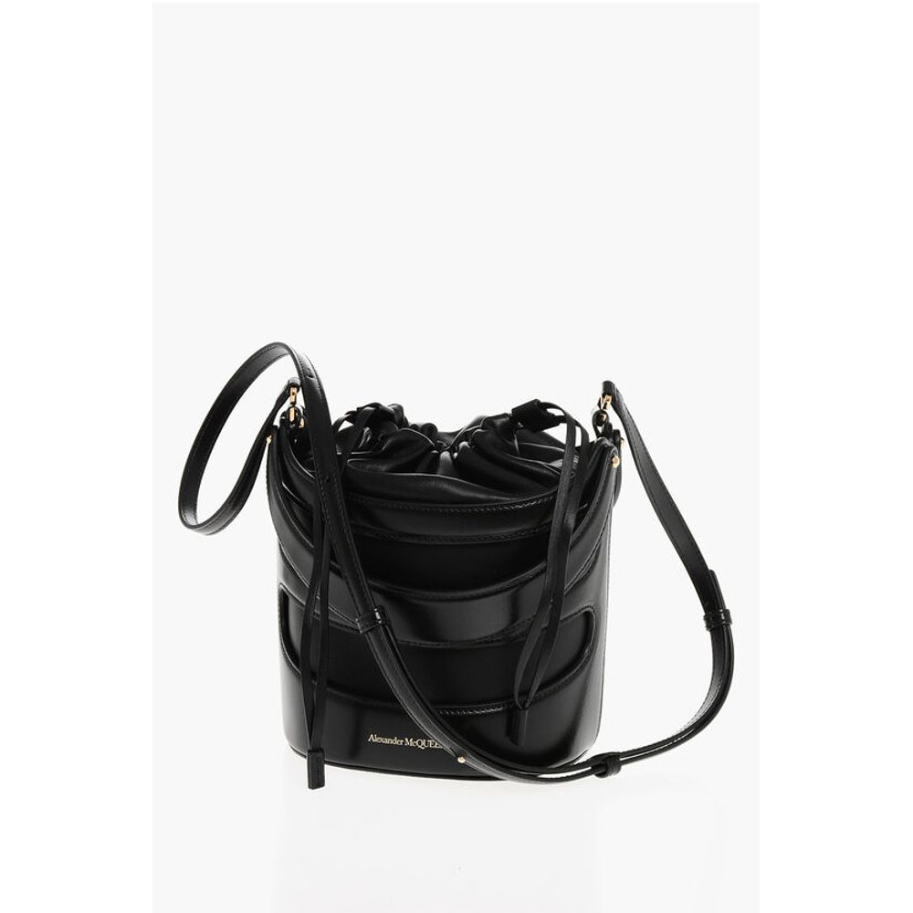 Alexander McQueen Leather THE RISE Bucket Bag with Removable Shoulder Strap