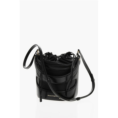 Alexander McQueen Leather THE RISE Bucket Bag with Removable Shoulder Strap