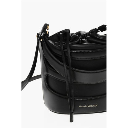Alexander McQueen Leather THE RISE Bucket Bag with Removable Shoulder Strap
