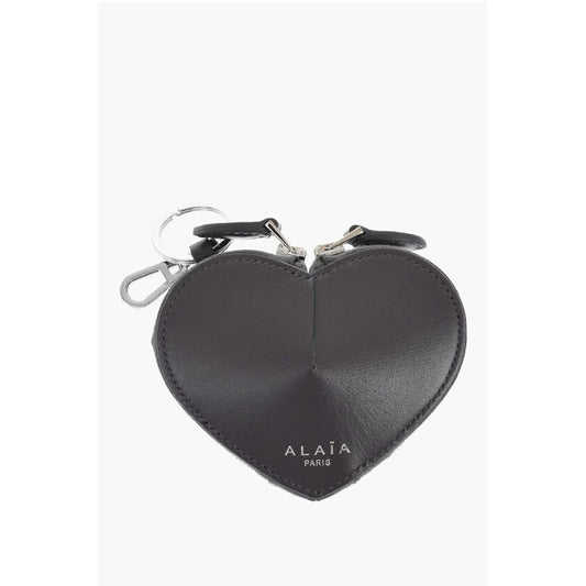 Alaïa Leather HEART Zipped Wallet with Carabiner