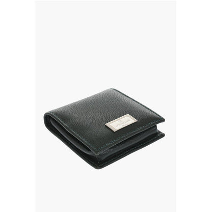 Corneliani Saffiano Leather Coin Purse with Silver-Tone Logo Plaque