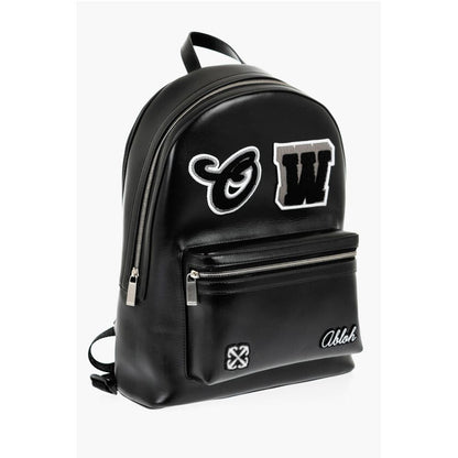 Off-White Leather ROUND VARSITY Backpack with Patches