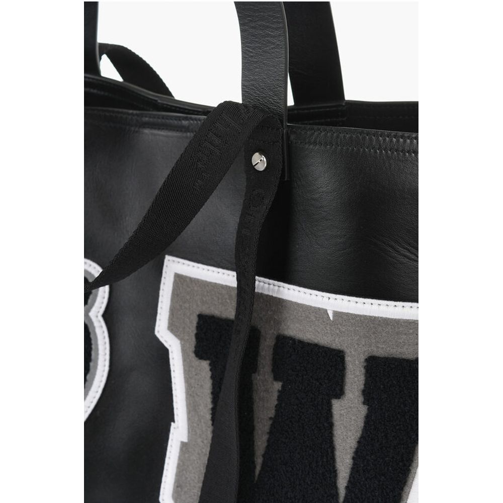 Off-White Leather DAY OFF VARSITY Weekend Bag with Contrasting Patches