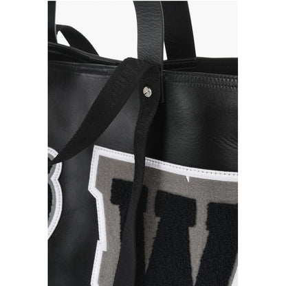 Off-White Leather DAY OFF VARSITY Weekend Bag with Contrasting Patches