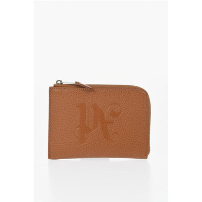 Palm Angels Textured Leather Wallet with Zip Closure