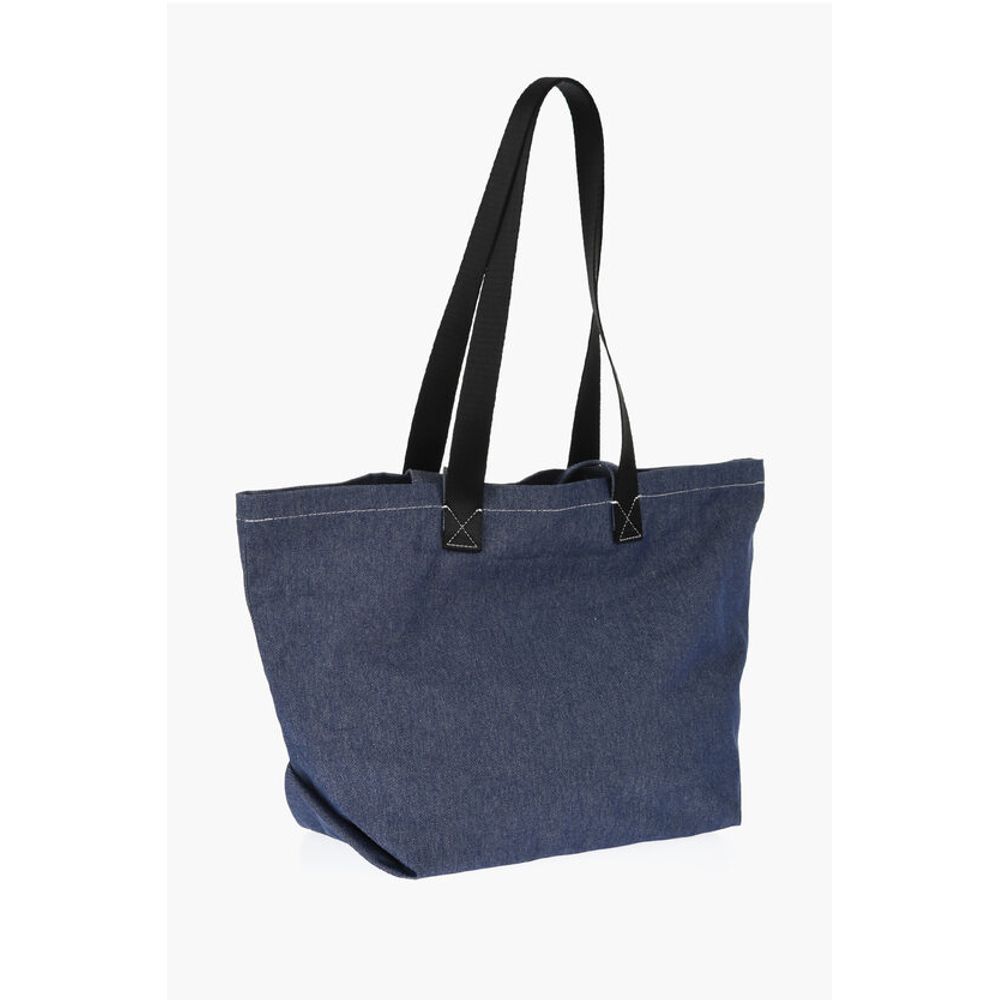 Chloé SEE BY Denim Tote Bag with Embossed Embroidery