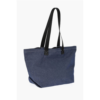 Chloé SEE BY Denim Tote Bag with Embossed Embroidery