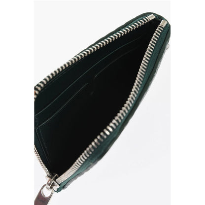 Burberry Textured Leather Wallet with Silver-Tone Chain