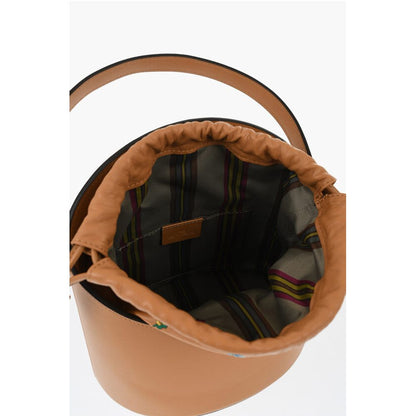Etro Leather Bucket Bag with Embroidery Flowers
