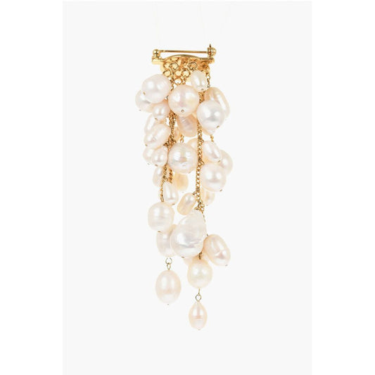Jil Sander Brass Brooch with Pearl Pendants