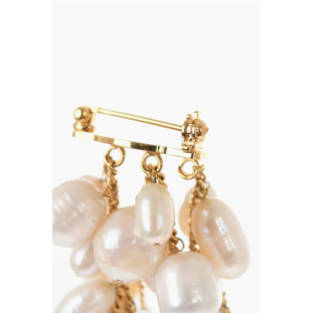 Jil Sander Brass Brooch with Pearl Pendants