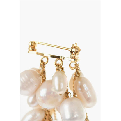 Jil Sander Brass Brooch with Pearl Pendants