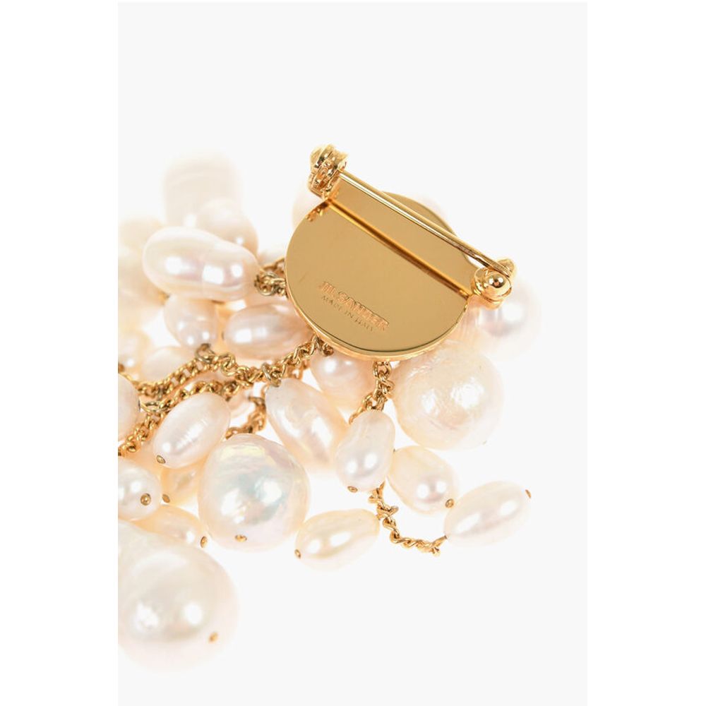 Jil Sander Brass Brooch with Pearl Pendants