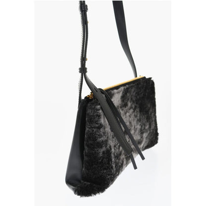 Jil Sander Shearling EMPIRE Shoulder Bag with Adjustable Strap