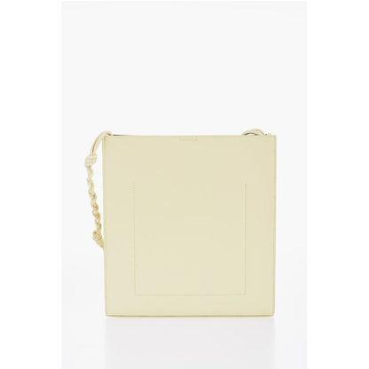 Jil Sander Leather Slim TANGLE Shoulder Bag with Woven Shoulder Strap