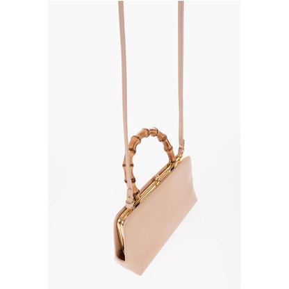 Jil Sander Bamboo Handle Leather Handbag with Clip Clap Closure