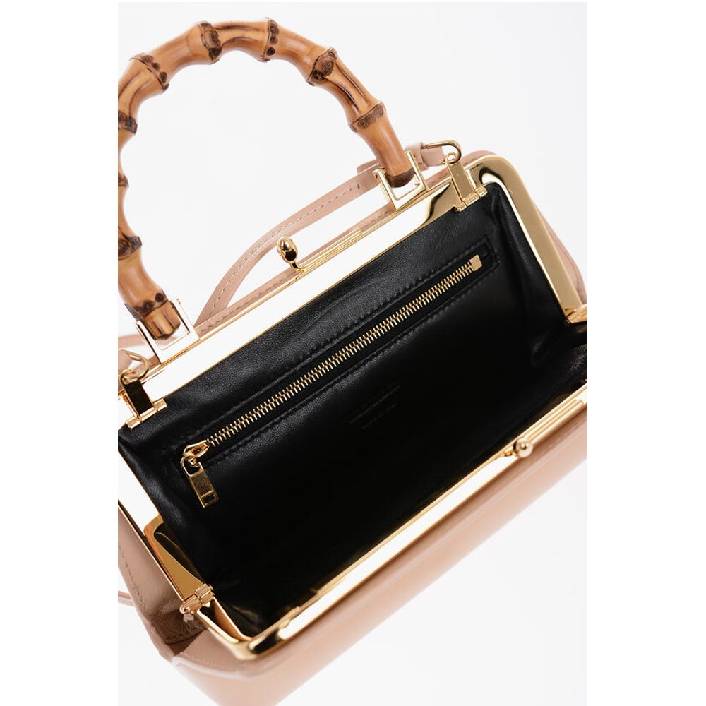Jil Sander Bamboo Handle Leather Handbag with Clip Clap Closure