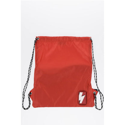 Neil Barrett Solid Color Nylon Drawstring Backpack with Monogram