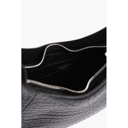 Burberry Textured Leather CHESS BAGUETTE Shoulder Bag with Silver-Ton