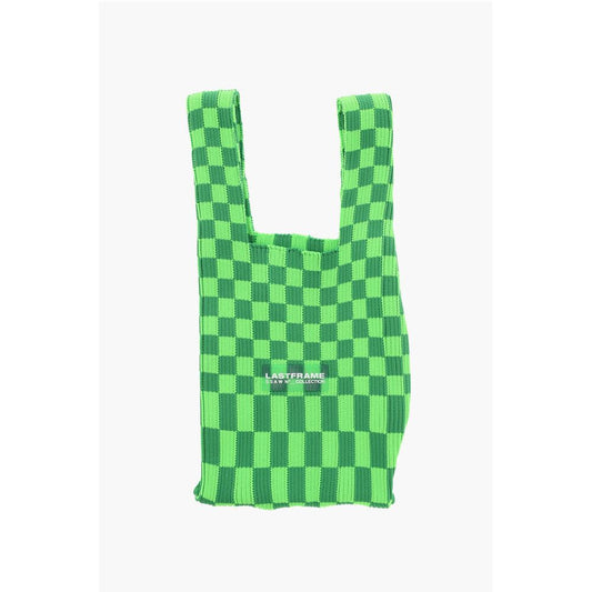Last Frame Two-Tone Checked Knitted Tote Bag