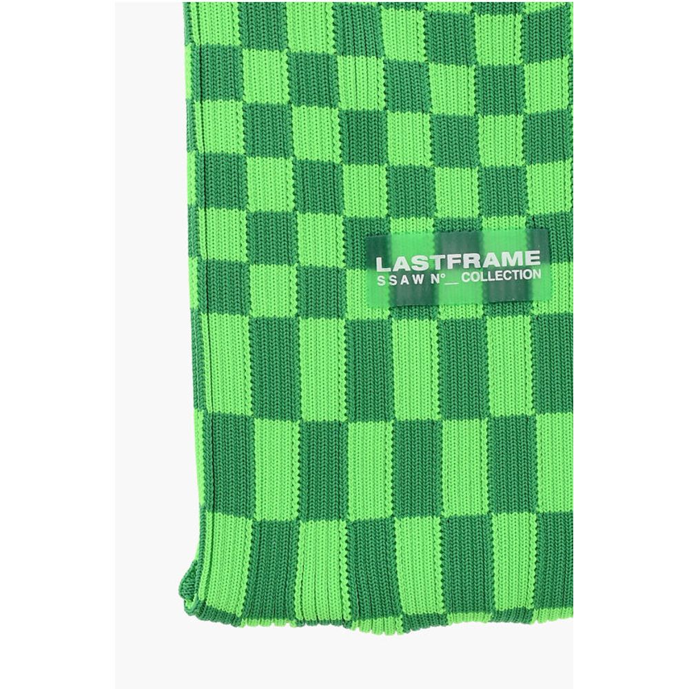 Last Frame Two-Tone Checked Knitted Tote Bag