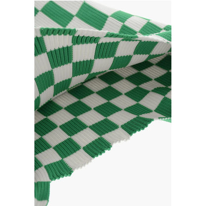 Last Frame Two-Tone Checked Knitted Tote Bag