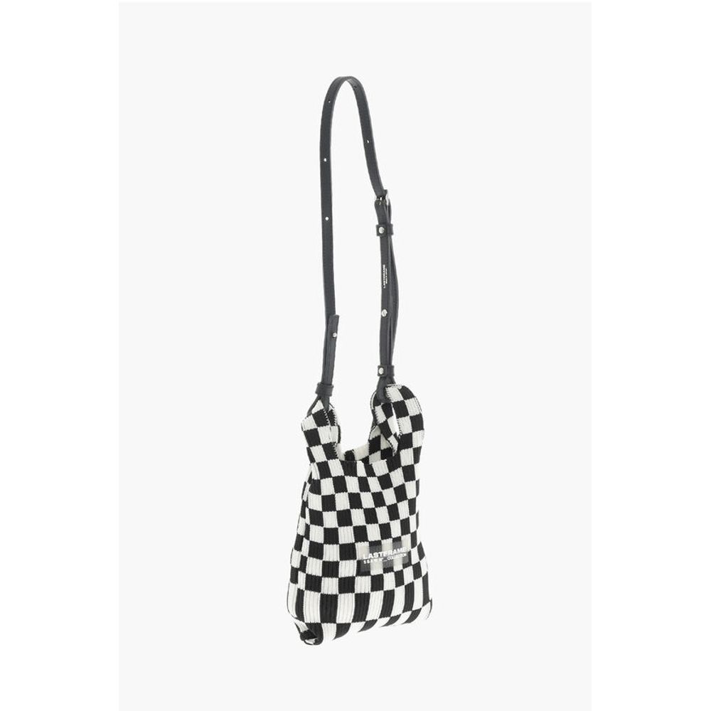 Last Frame Knitted Checked Mini Tote Bag with Faux Leather Shoulder Str
