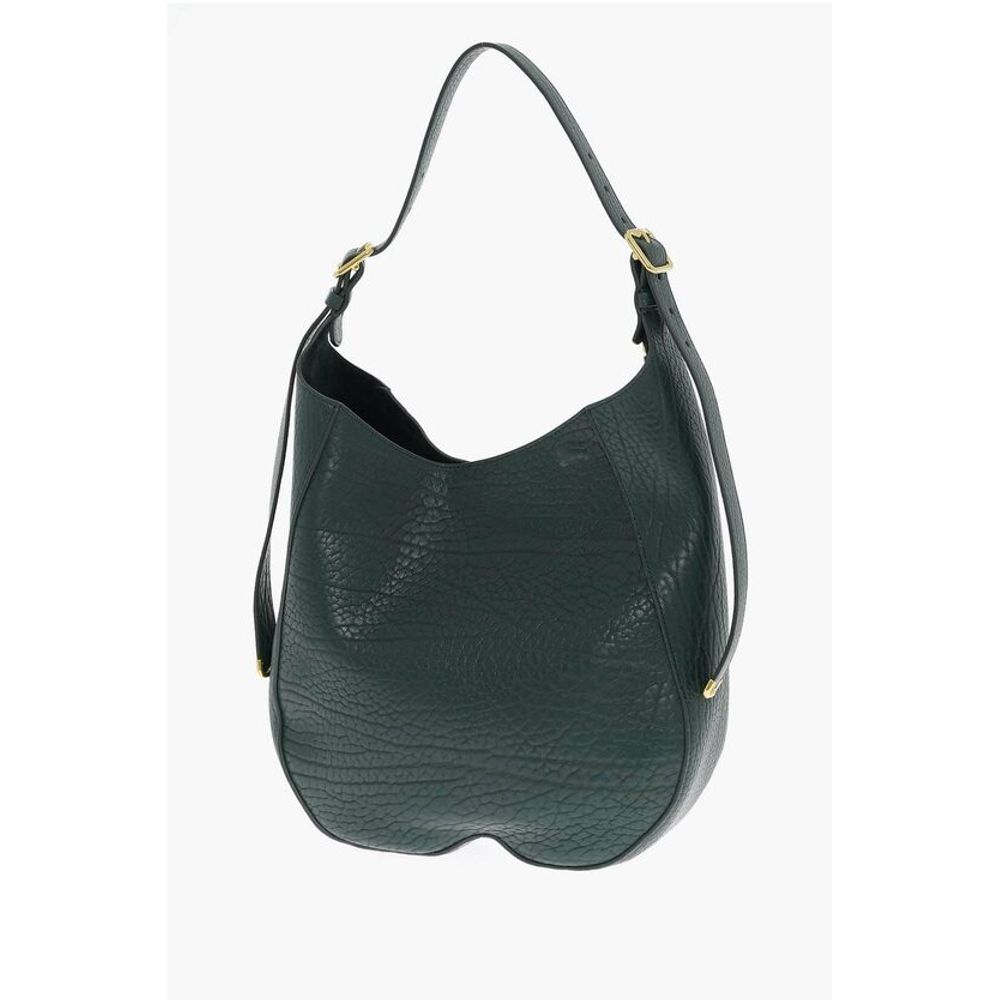 Burberry Solid Color Textured Leather Shoulder Bag