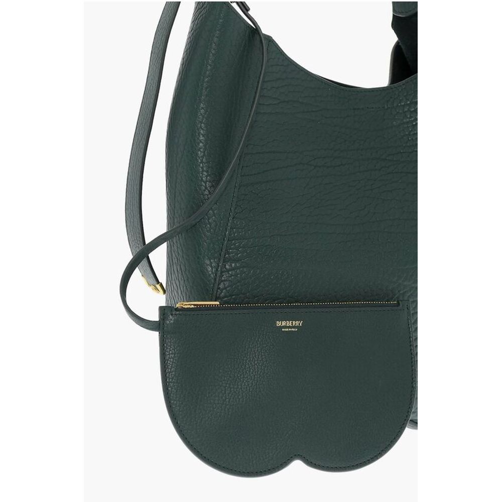 Burberry Solid Color Textured Leather Shoulder Bag