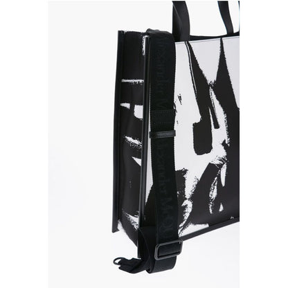 Alexander McQueen Logoed Fabric Tote Bag with Leather Detail