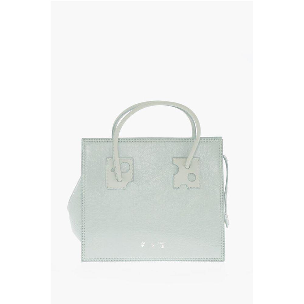 Off-White Solid Color Leather Tote Bag
