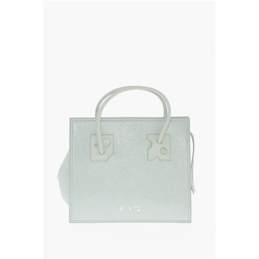 Off-White Solid Color Leather Tote Bag