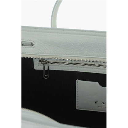Off-White Solid Color Leather Tote Bag