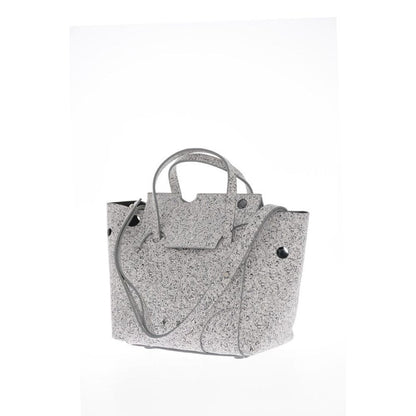 Off-White Marble Effect Leather BURROW Tote Bag
