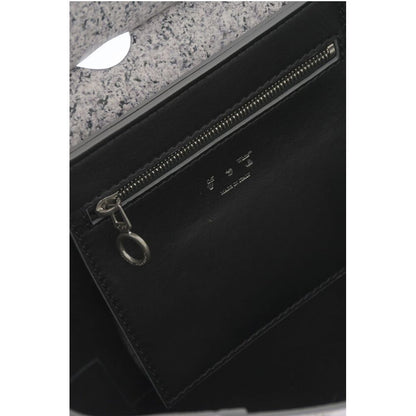 Off-White Marble Effect Leather BURROW Tote Bag