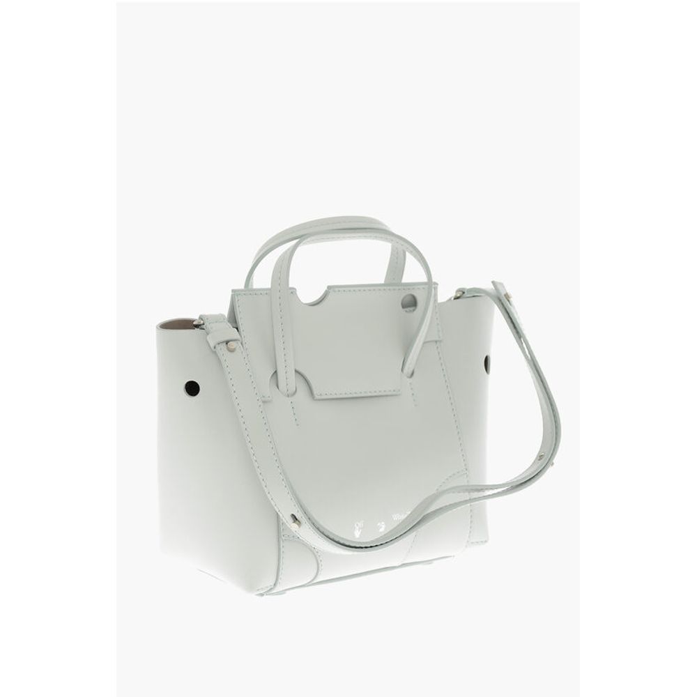 Off-White Leather BURROW Tote Bag with Cut-Out Details