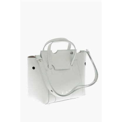 Off-White Leather BURROW Tote Bag with Cut-Out Details