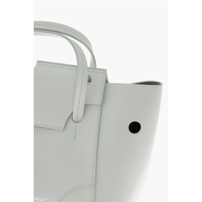Off-White Leather BURROW Tote Bag with Cut-Out Details