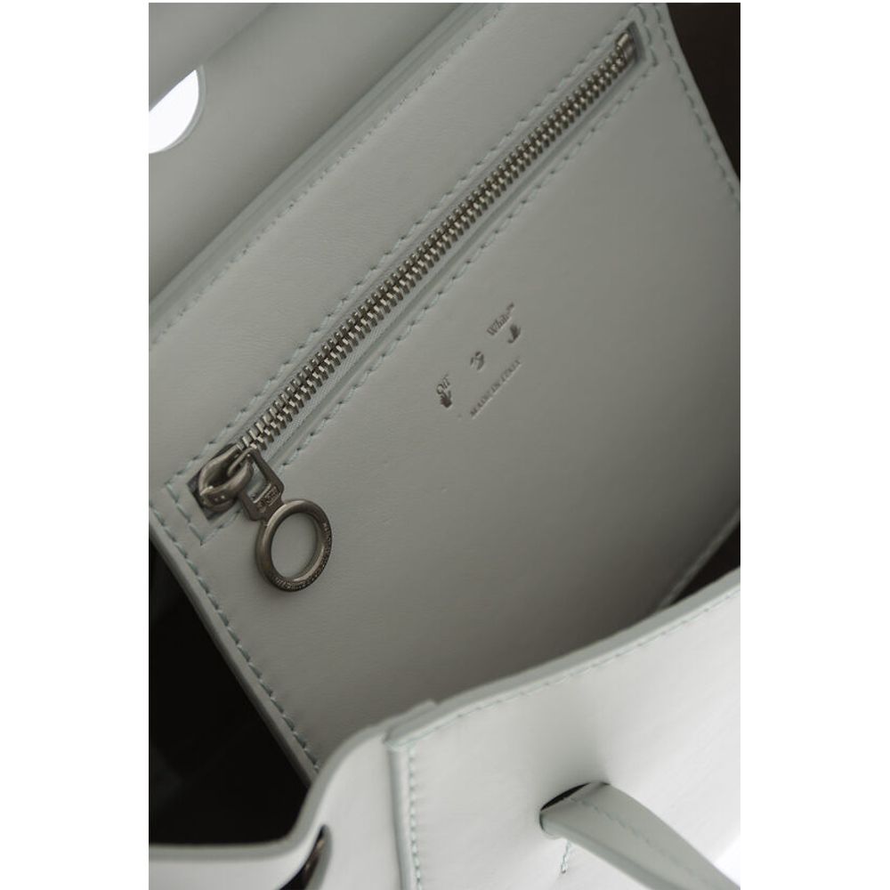 Off-White Leather BURROW Tote Bag with Cut-Out Details