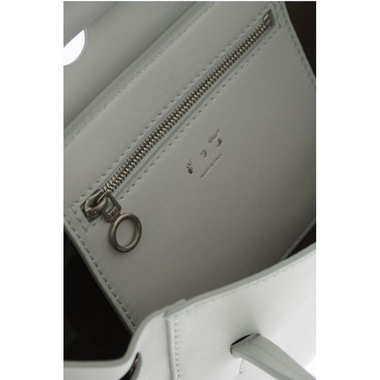 Off-White Leather BURROW Tote Bag with Cut-Out Details