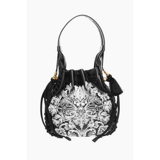 Dior Embroidered Leather Bucket Bag with Tassels