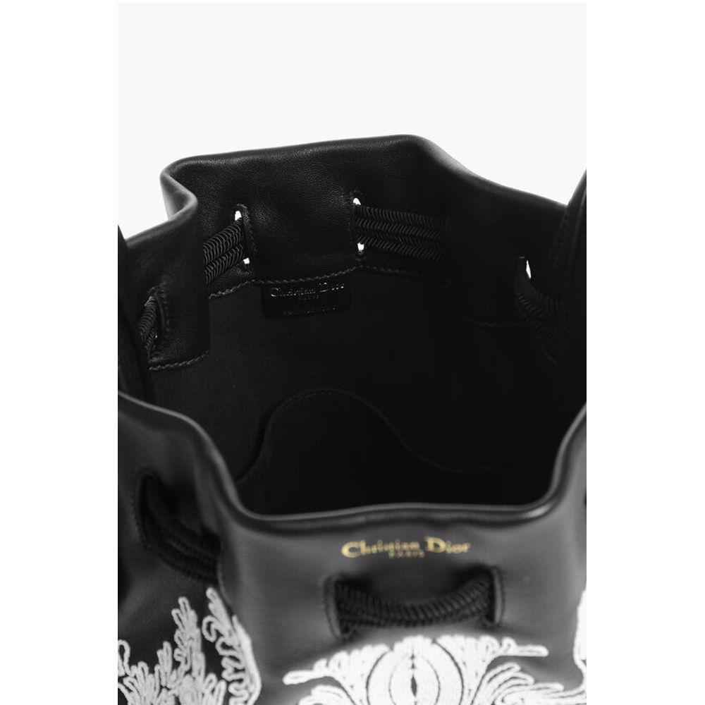 Dior Embroidered Leather Bucket Bag with Tassels