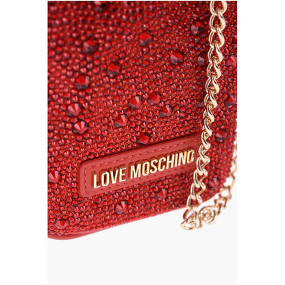 Moschino LOVE Rhinestone Pouch with Golden Chain