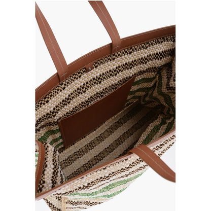 Jil Sander Raffia Tote Bag With Leather Details