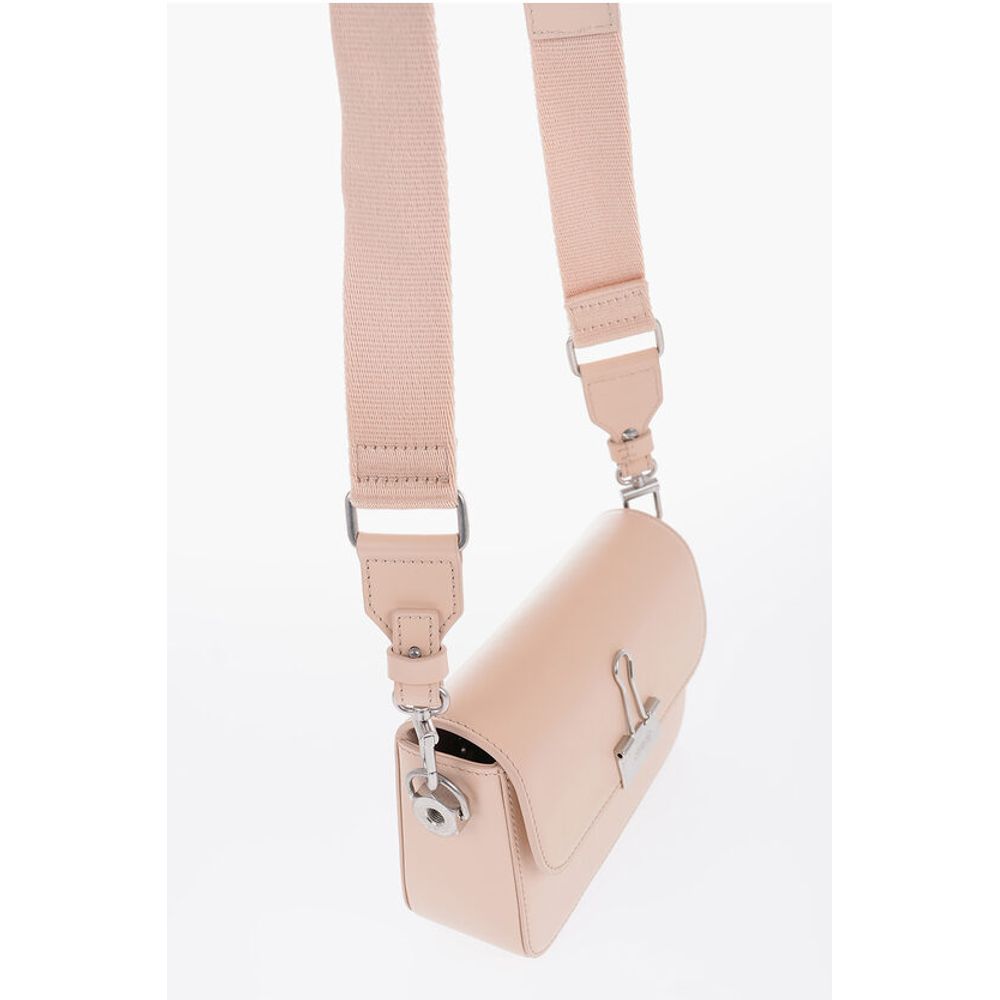 Off-White Solid Color PLAIN BINDER Leather Crossbody Bag