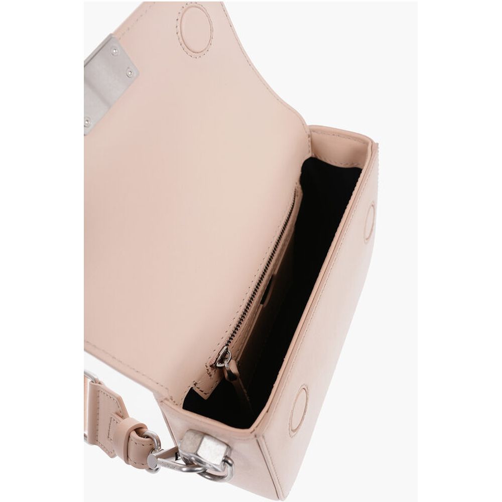 Off-White Solid Color PLAIN BINDER Leather Crossbody Bag