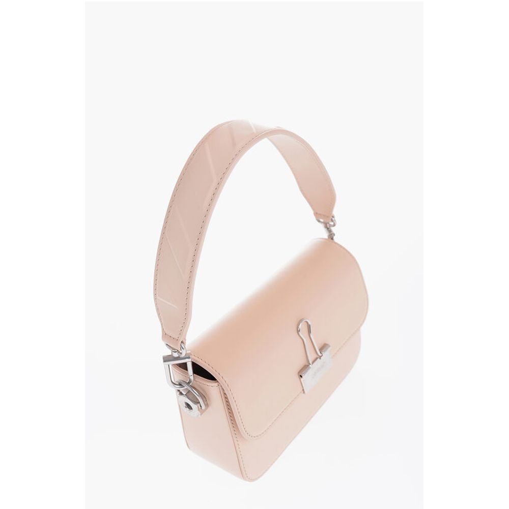 Off-White Solid Color PLAIN BINDER Leather Crossbody Bag