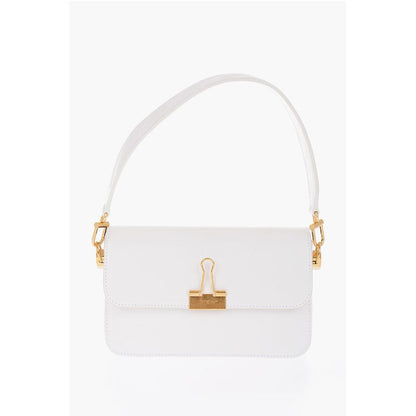 Off-White Leather PLAIN BINDER Shoulder Bag with Golden Details